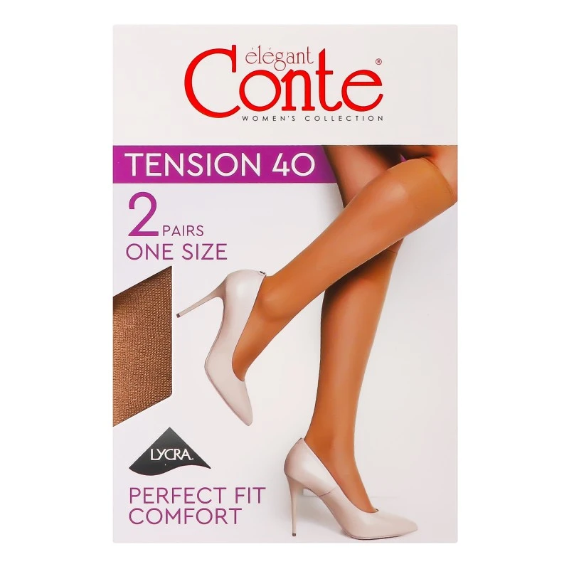 Напівпанчохи жіночі Tension 40 (2 пари) (EU), р.23-25, Bronz Conte Elegant