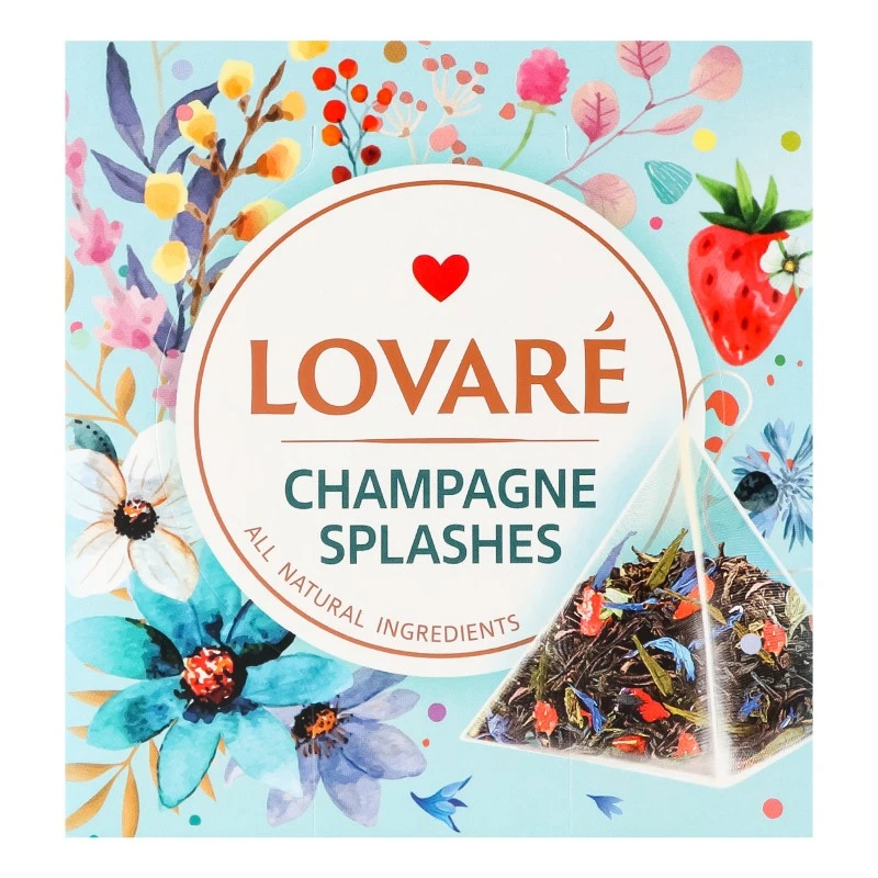 Чай пакетований чорний та зелений Champagne Splashes Lovare, 15 шт/уп.