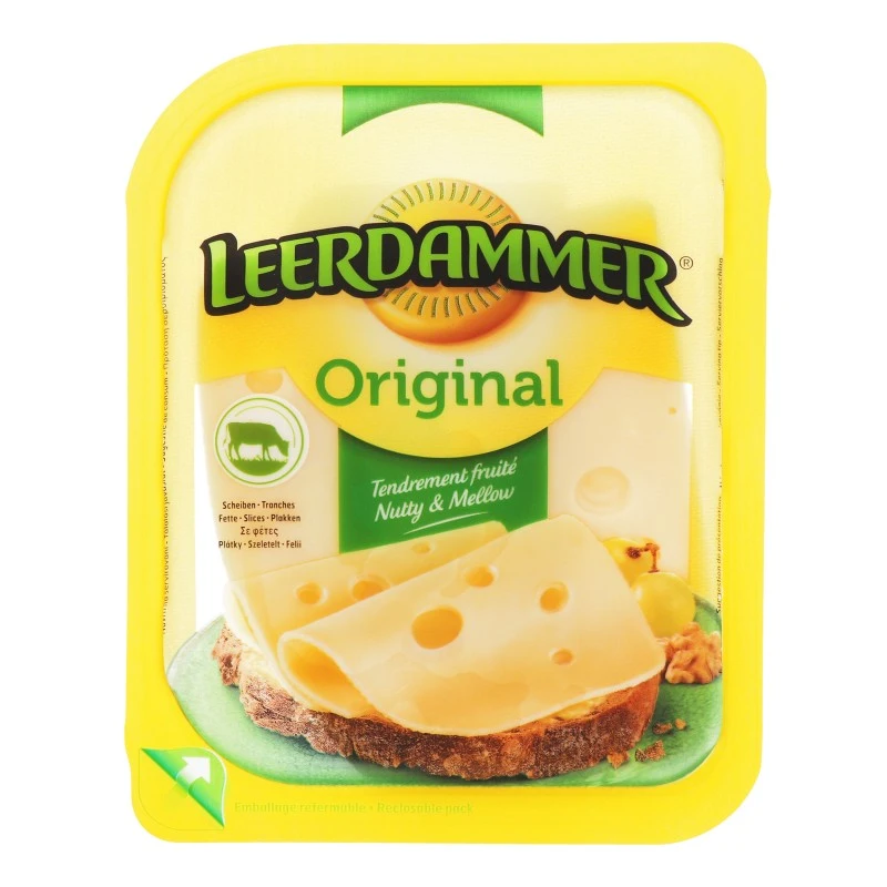 Сир твердий 45% Оригінальний слайс Leerdammer, 100 г