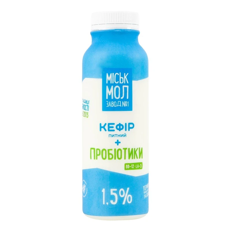 Кефір питний + Пробіотики 1.5% Міськмолзавод, 330гр