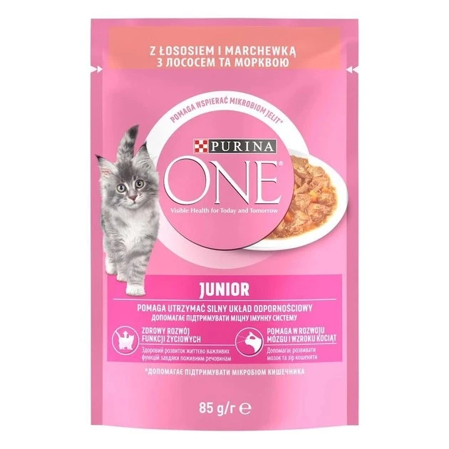 Корм для кошенят з лососем та морквою в соусі Purina One, 85 г