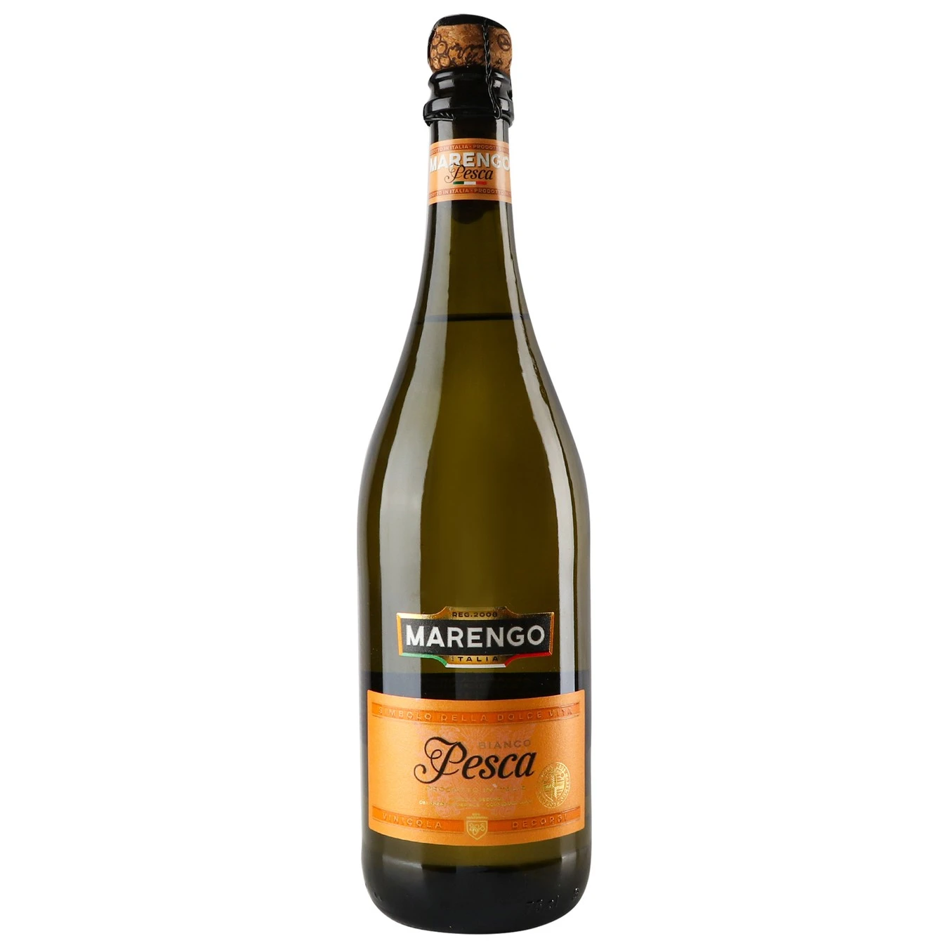 Напій винний ігристий білий напівсолодкий Зі смаком персика Fragolino Marengo, 0.75 л