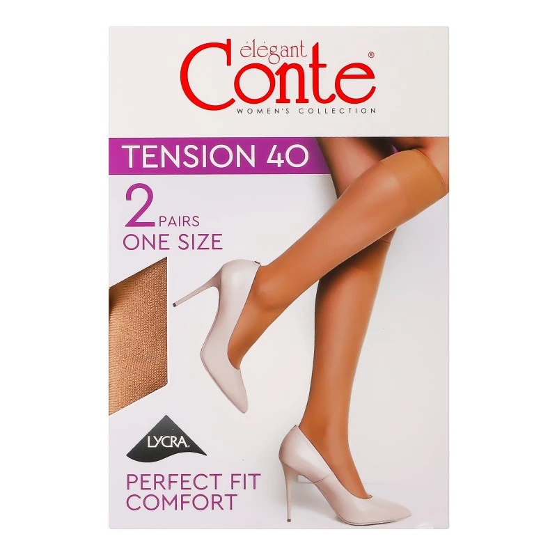 Напівпанчохи жіночі Tension 40 (2 пари) (EU), р.23-25, Natural Conte Elegant