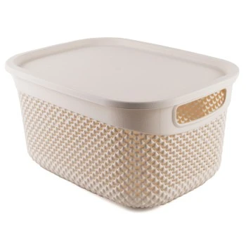 Корзина прямокутна з кришкою крем 6,6 л Knit Ucsan Plastik, 1 шт