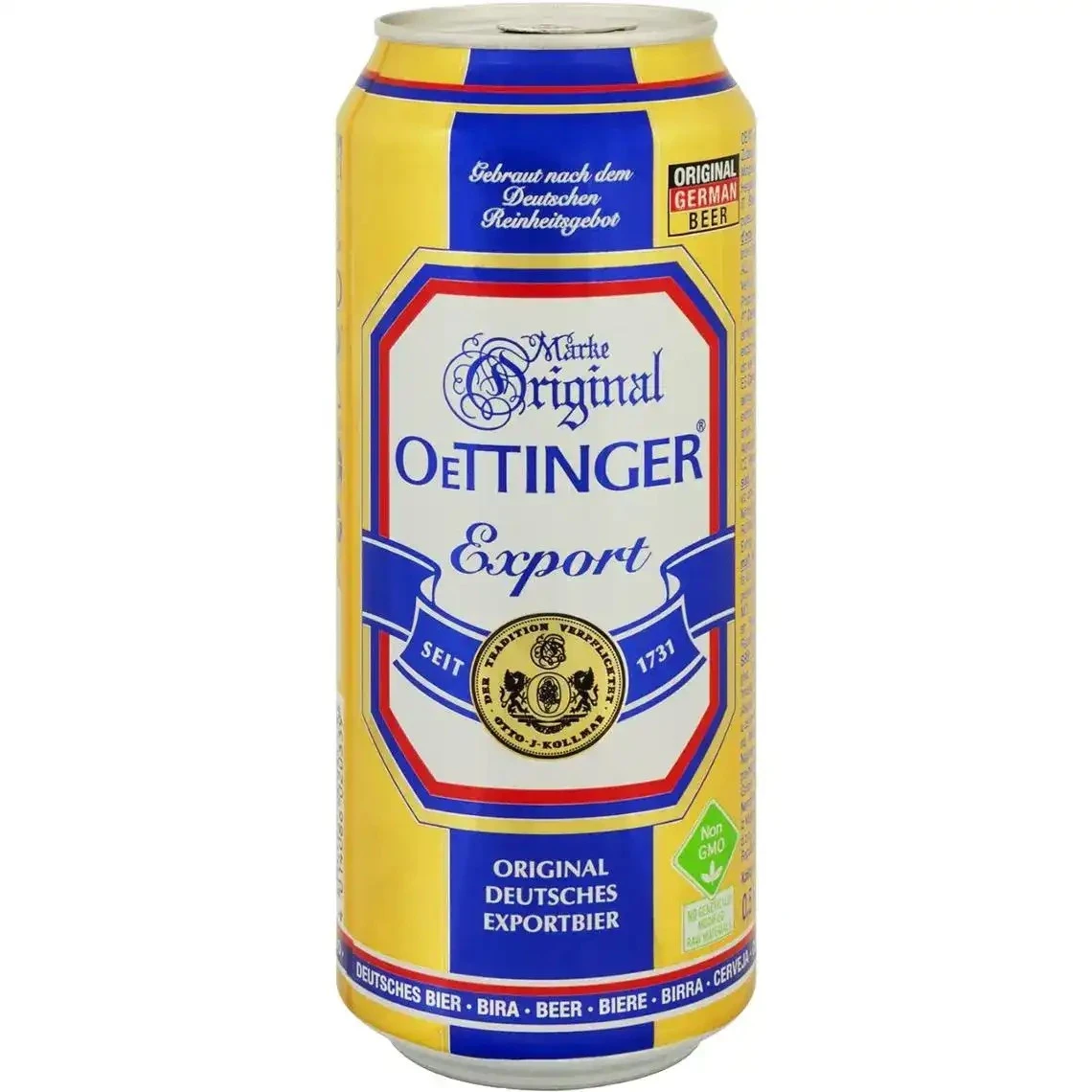 Пиво 5.4% світле фільтроване пастеризоване Export Oettinger з/б 0.5л