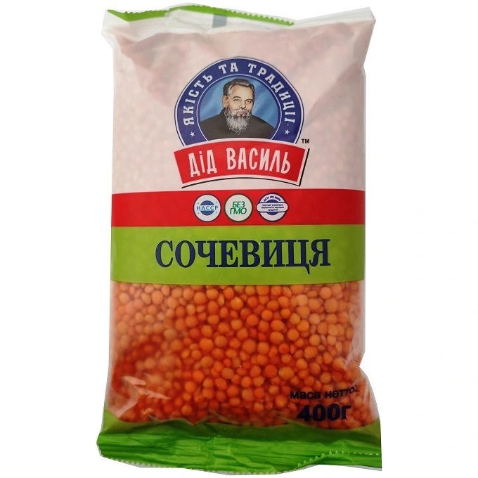 Крупа червона сочевиця Дід Василь, 400 г