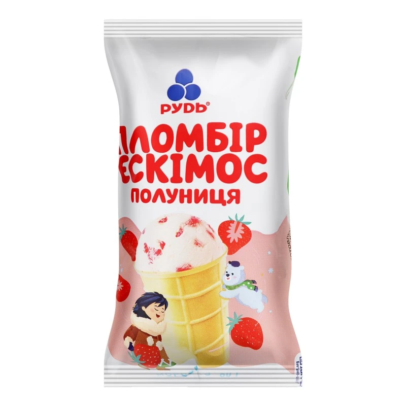 Морозиво пломбір Ескімос полуниця Рудь, 80 г