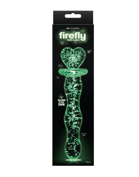 Уценка!!! Фалоімітатор скляний NS Novelties, що світиться FIREFLY GLASS HEART A GLOW CLEAR