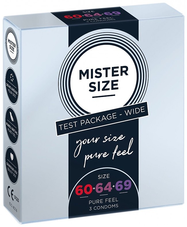 Набір презервативів Mister Size  pure feel  606469 (3 презерватива), 3 розміри, товщина 0,05 мм