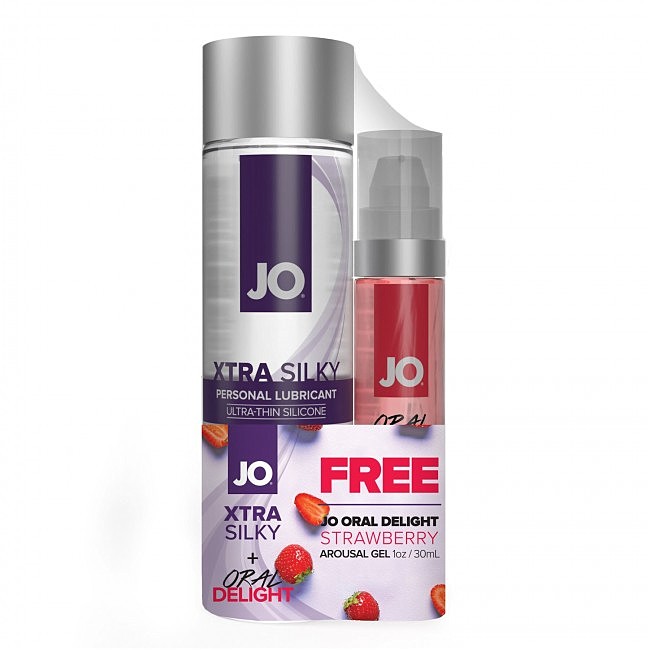 Комплект System JO GWP  Xtra Silky Silicone 120 мл та Oral Delight  Полуниця 30 мл.