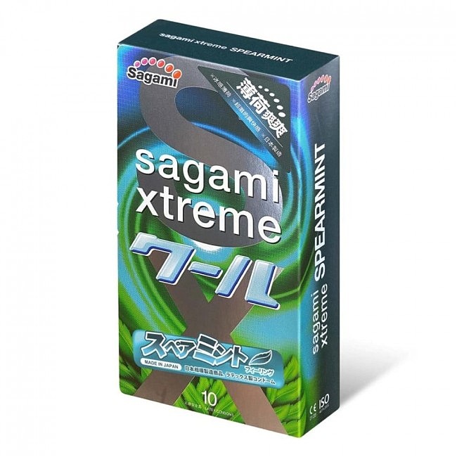 Латексні Sagami Xtreme Mint, з ароматом м'яти, упаковка 10 штук