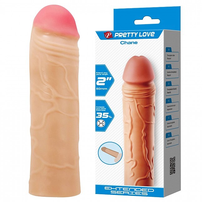 Насадка на статевий член PRETTY LOVE Chane Extended Series TPR, 18 х 3,9 см