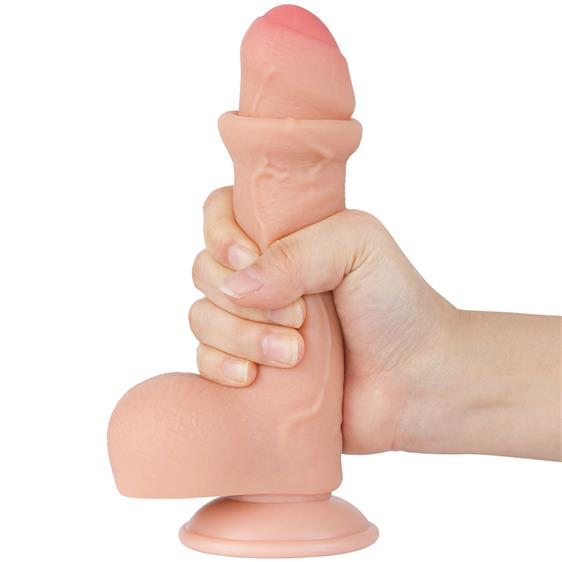 Ділдо з рухливою шкірою Sliding-Skin Dual Layer Dong 7 Flesh LoveToy, подвійна щільність, 18,3 х 3,5 см