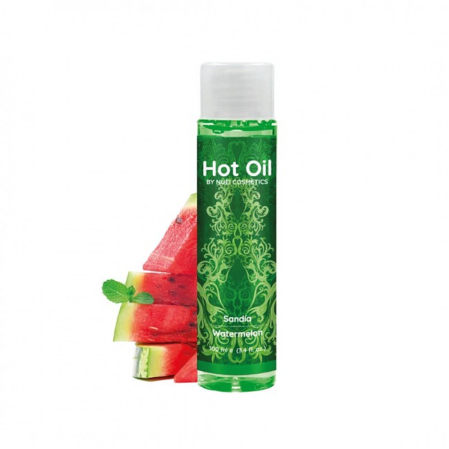 Розігріваюча їстівна масажна олія HOT OIL Nuei, 100 мл (Кавун)