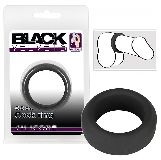 Широке еректильне кільце Orion Black Velvets Cock Ring, силікон, 3,8 см.