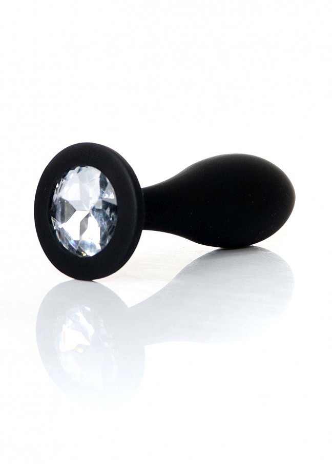 Силіконова анальна пробка Jewellery Silicone Black Plug M Clear BOSS, 9,2 х 2,8 см