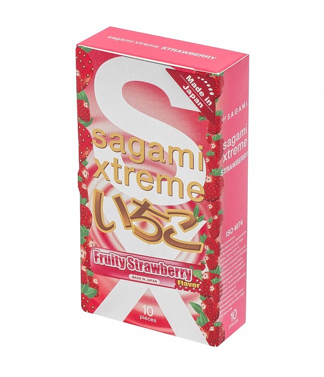 Ультратонкі латексні Sagami Xtreme Strawberry, 10 шт, 0,04 мм