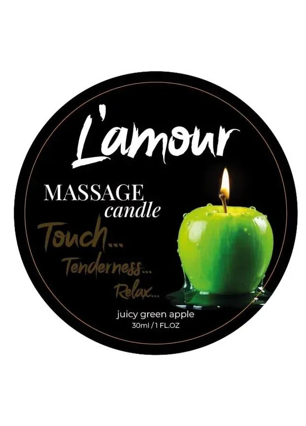Інтимна масажна свічка Lamour Seductive Juicy Green Apple, аромат зеленого яблука, 30 мл