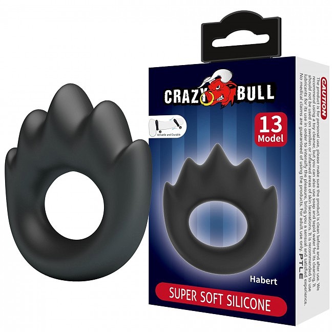 Силіконове ерекційне кільце на пеніс Crazy Bull HABERT Super Soft Silicone Ring, чорне