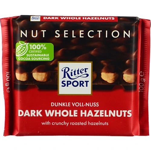 Шоколад чорний з цільним лісовим горіхом Ritter Sport 100г