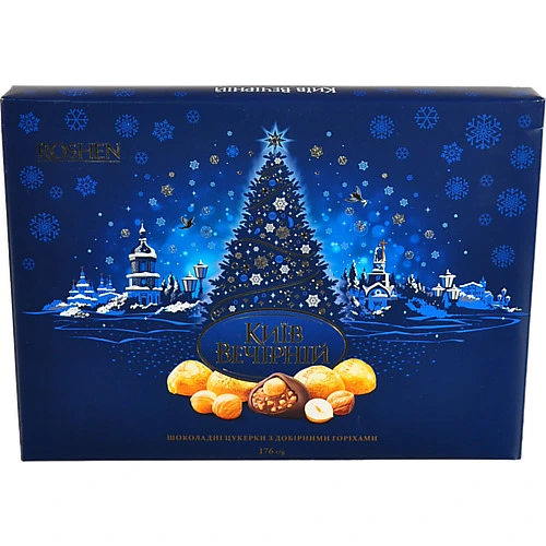Цукерки глазуровані шоколадною глазур'ю Київ вечірній Roshen к/у 176г