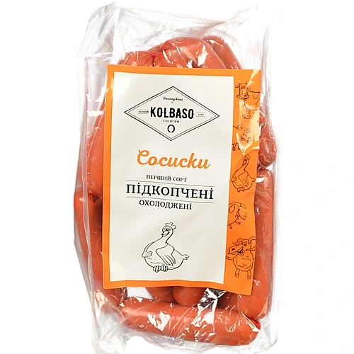 Сосиски Kolbaso Підкопчені охолоджені, першого ґатунку, вакуумна упаковка, 325 г
