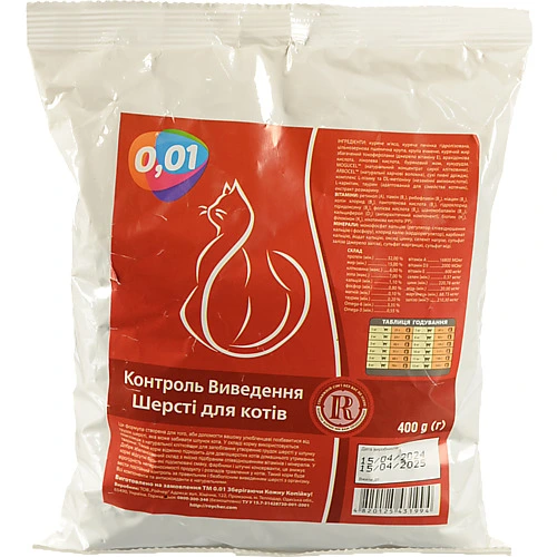 Корм для котів 0.01 400г Контроль виведення шерсті