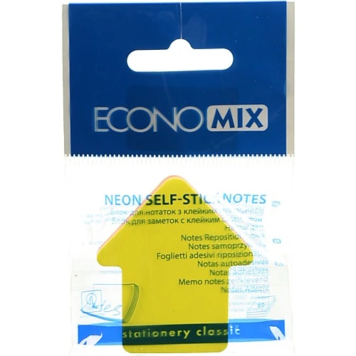 Блок паперу з клейким шаром Стріла. 45х50 мм.. 80 арк.. 4 кольори