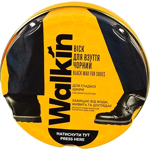 Віск для взуття з гладкої шкіри чорний Walkin 75мл