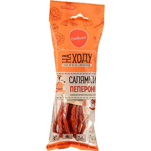 Ковбаски [Глобиноk Салямки Пепероні сирокопчені, вищого ґатунку, 85 г