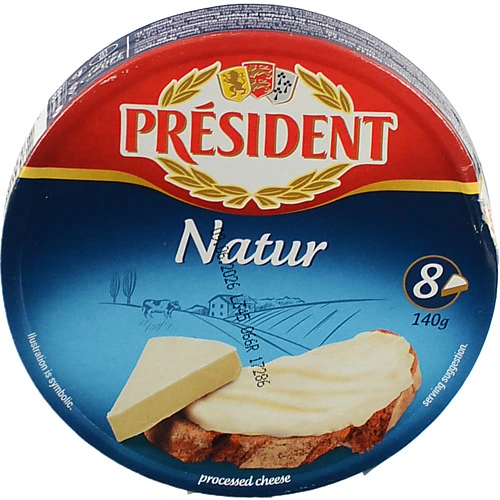 Сир плавлений 45% Natur President к/у 8х17.5г