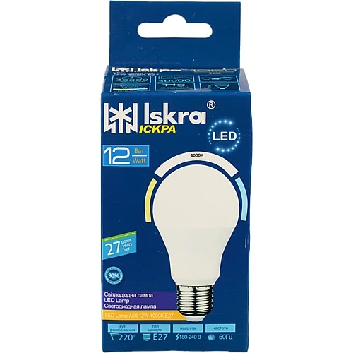 Лампа Led Iskra A60 12Вт Е27 4000K