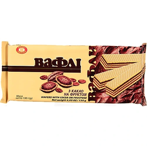 Вафлі з какао на фруктозі Бісквіт Шоколад м/у 130г