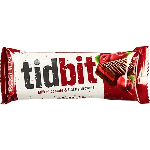 Шоколадний батончик Roshen TidBit з начинкою [Вишневий брауніk, 50 г