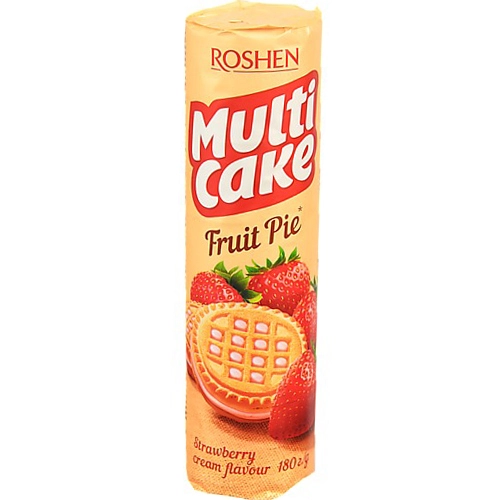 Печиво цукрове Strawberry cream Fruit Pie Multicake Roshen м/у 180г