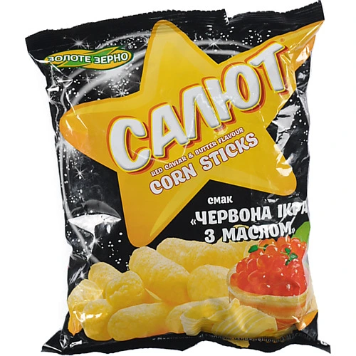 Палички кукурудзяні зі смаком червоної ікри з маслом Салют Золоте Зерно м/у 45г