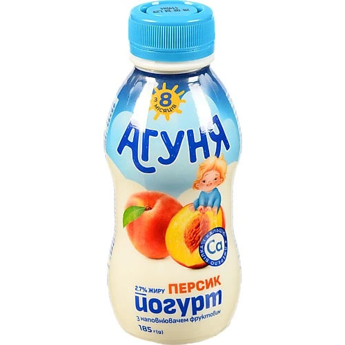 Йогурт Агуня 2.7% Персик питний 185г
