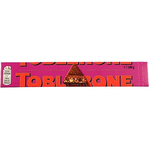 Шоколад молочний з родзинками та медово-мигдальною нугою Toblerone к/у 4х25г