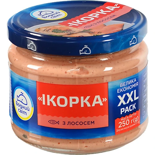 Продукт з ікрою океанічної риби та лососем пастеризований Ікорка Водний світ с/б 250г