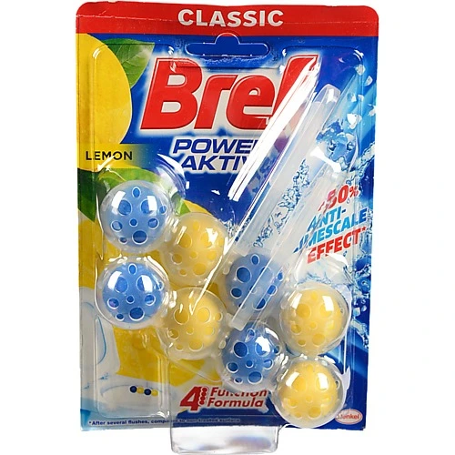 Блок для унітазу 4в1 Лимонна свіжість Сила-актив Bref 2х50г