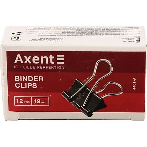 Затиск для паперу 19 мм. чорний Axent