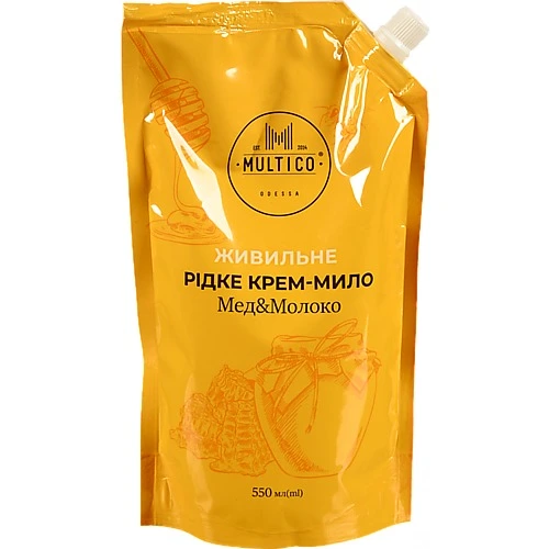 Крем мило рідке Multico Odessa 550мл живильне мед молоко