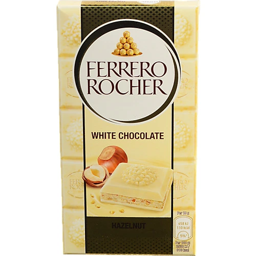 Шоколад білий з горіховою начинкою та подрібненими лісовими горіхами Ferrero Rocher к/у 90г