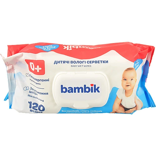 Серветки вологі для дітей з перших днів життя з вівсяним молочком Bambik 120шт