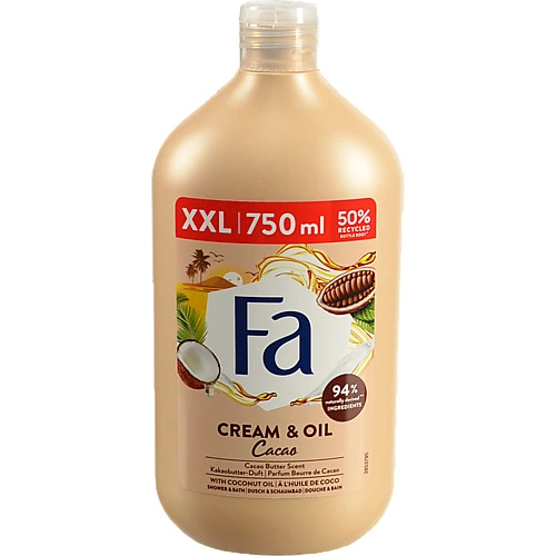 Крем-гель для душу та ванни Cream&Oil Cacao Fa 750мл