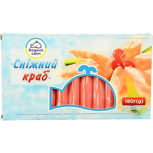 Палички крабові Сніжний краб Водний світ охол к/у 180г