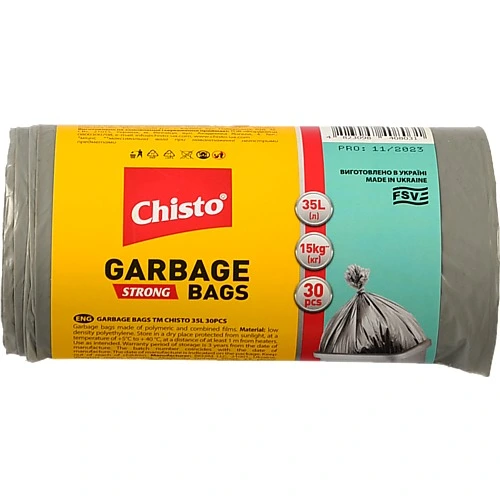 Мішки для сміття 35л Strong Chisto 30шт