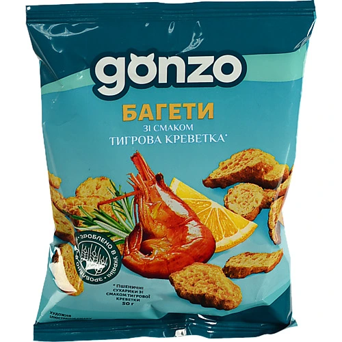 Багети пшеничні Тигрова креветка Gonzo м/у 50г