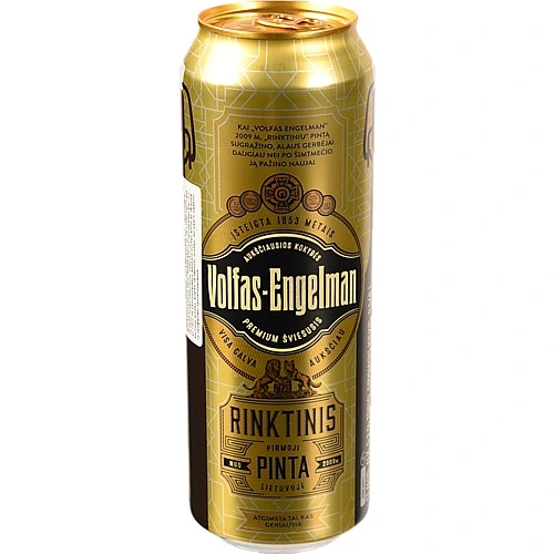 Пиво 0.568л 5.2% світле фільтроване пастеризоване Rinktinis Premium Lager Volfas Engelman з/б