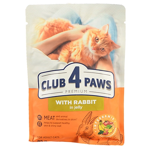Корм д.котів Клуб 4 лапи 85г кролик у желе